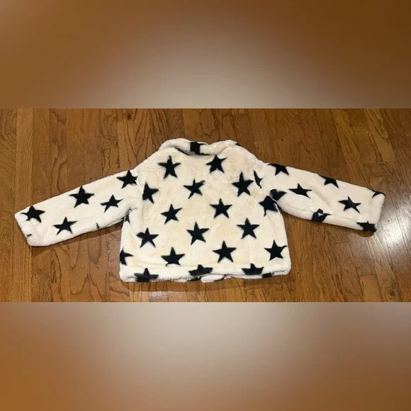 Popsugar Star Patterned Faux Fur Collared Coat XXL EUC - Picture 6 of 11
